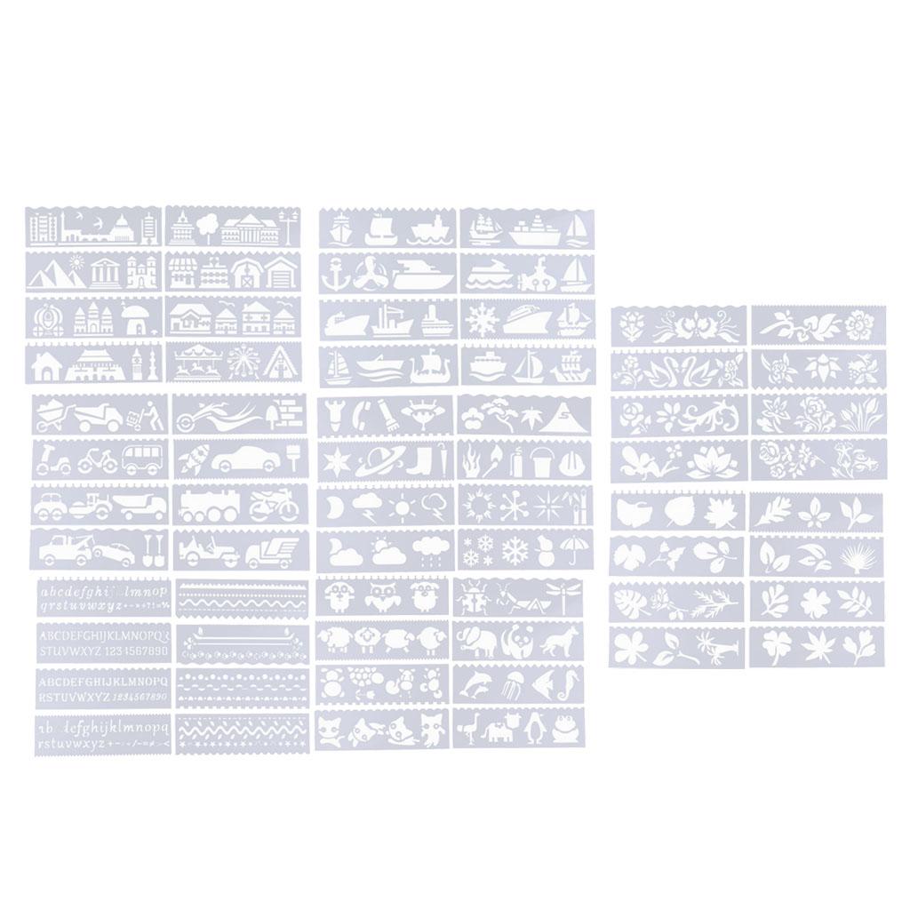 8 Style Journal Drawing Template Stencils Set Scrapbooking DIY Card Flowers