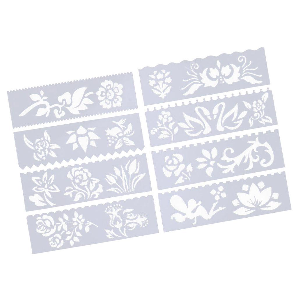 2x8 Style Journal Drawing Template Stencils Set Scrapbooking DIY Card Flowers