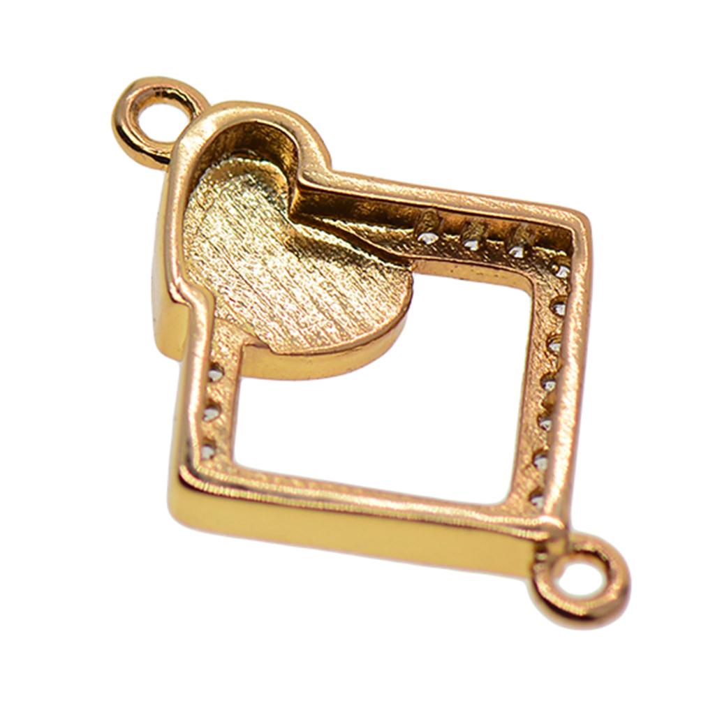 1Pcs Square Heart Connectors Jewelry Making Findings Charm Gold + White
