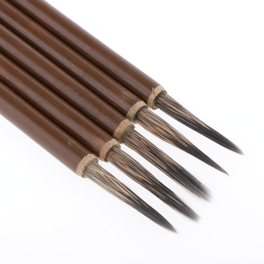 5X Bamboo Handle Animal Hair Artist Paint Brush for Art Painting