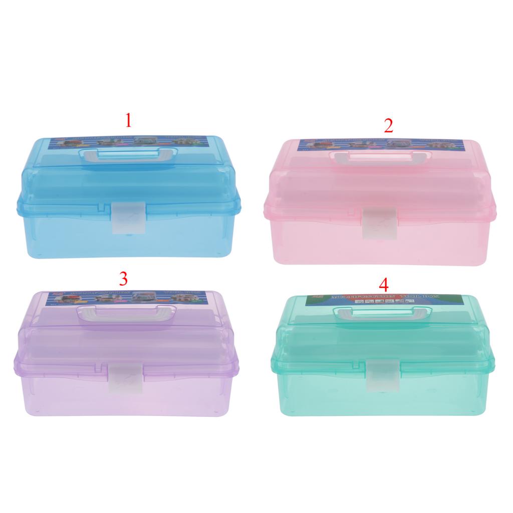 Large three-layer household toolbox pencil box picture box toolbox Blue