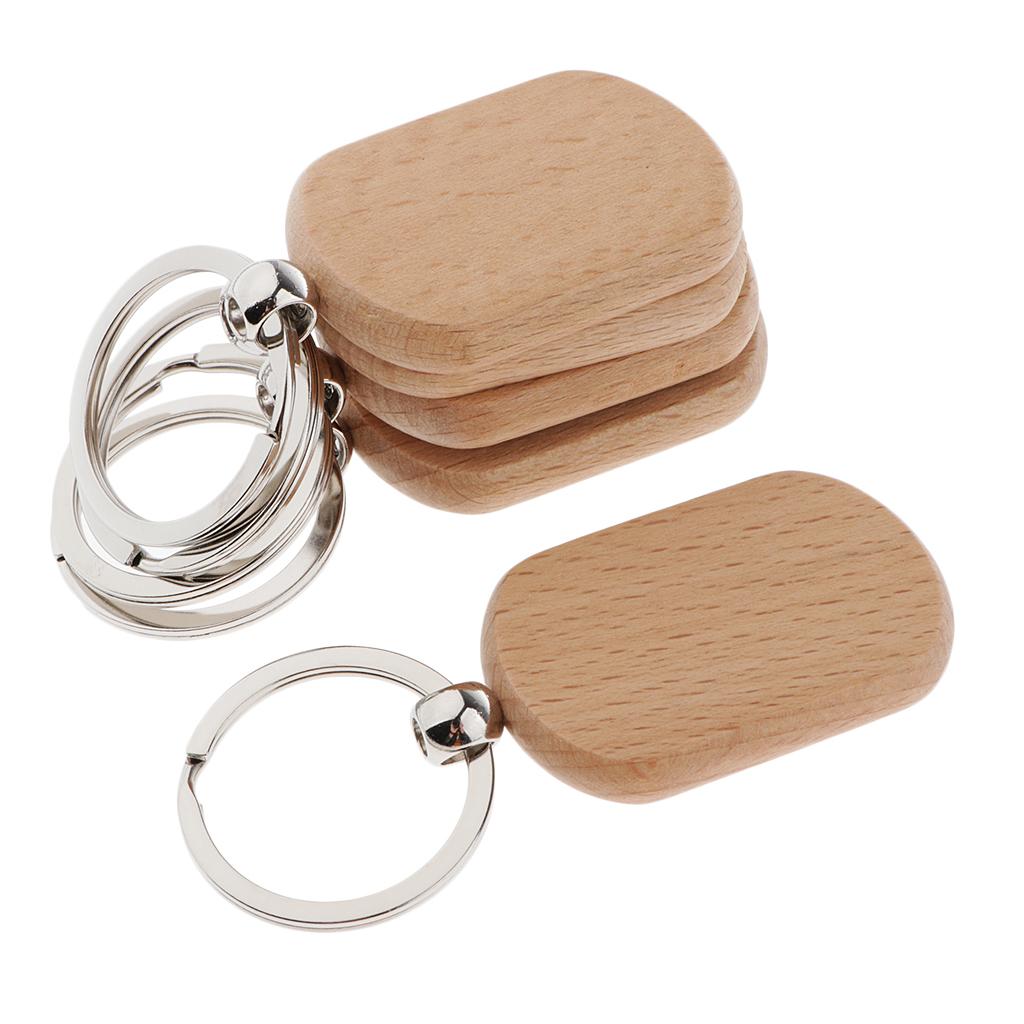 5X Wood Charms Blank For DIY Personal Keychain  Rounded rectangle 42x30mm