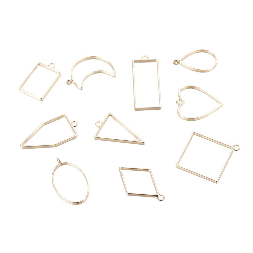 10pcs Mixed Geometric Pendants Hanging for Jewelry Finding Crafts Golden