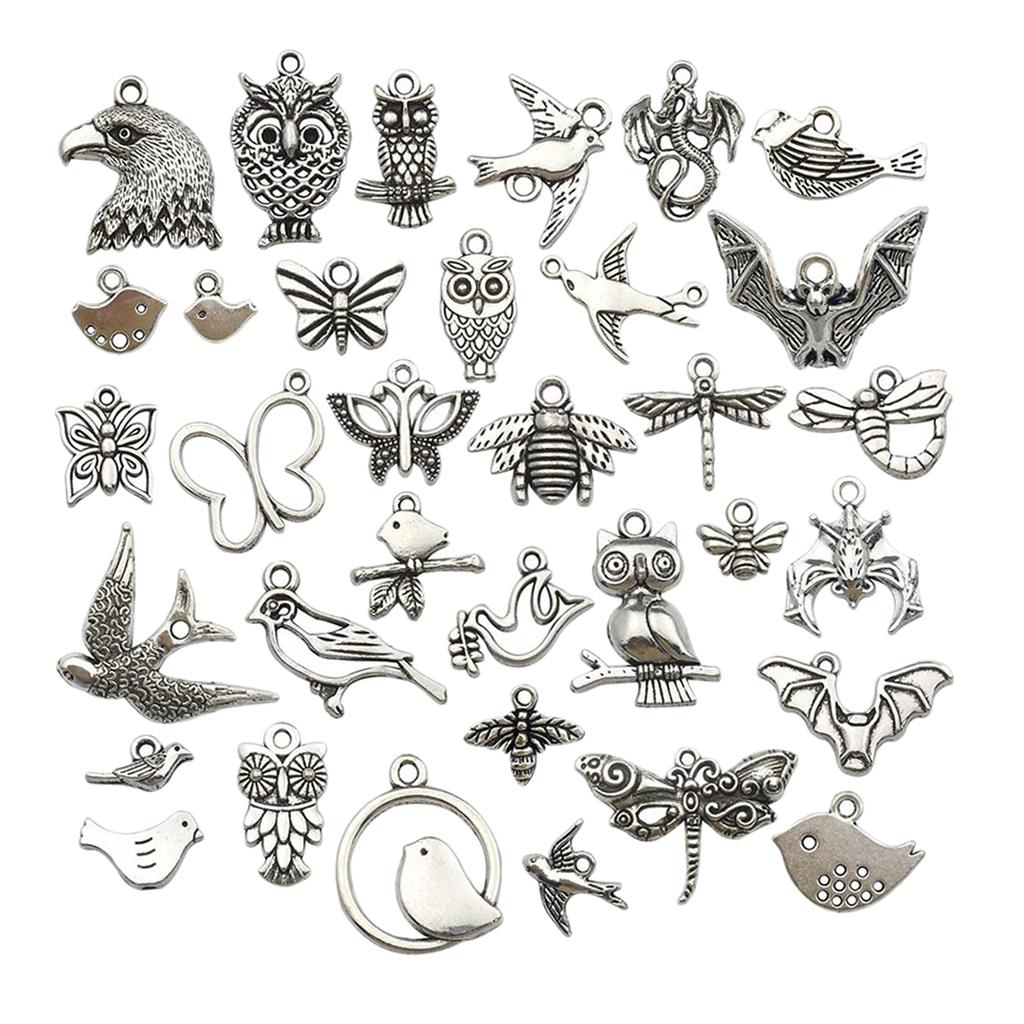 100pcs Craft Supplies Silver Assorted Charms Pendants