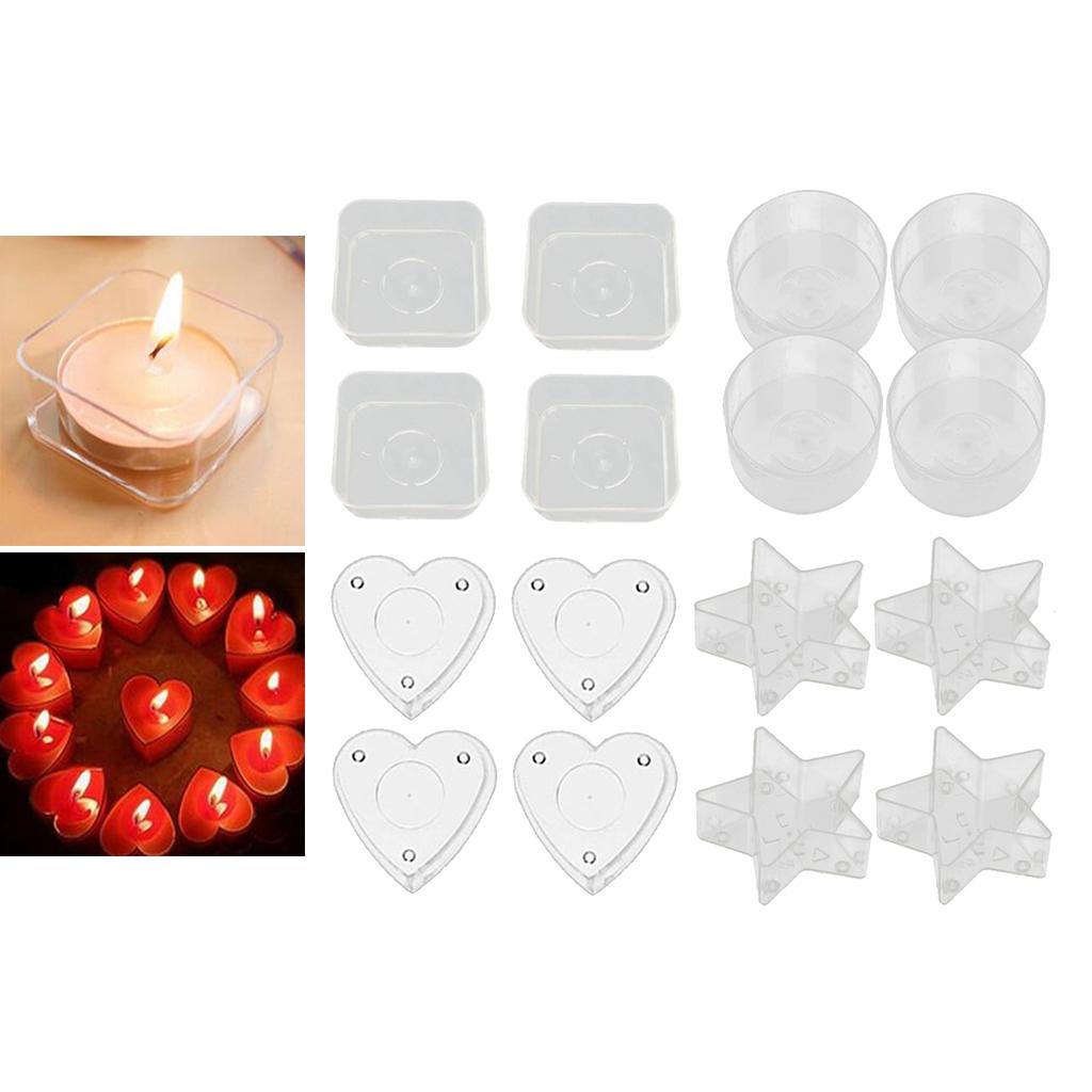 Empty Clear Plastic Candle Making Containers Mold Holder Mixed Shape 16pcs