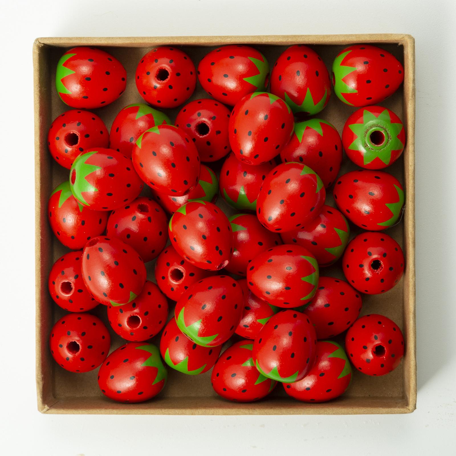 30pcs Handmade Lampwork Strawberry Beads Smooth Loose Spacer DIY Crafting