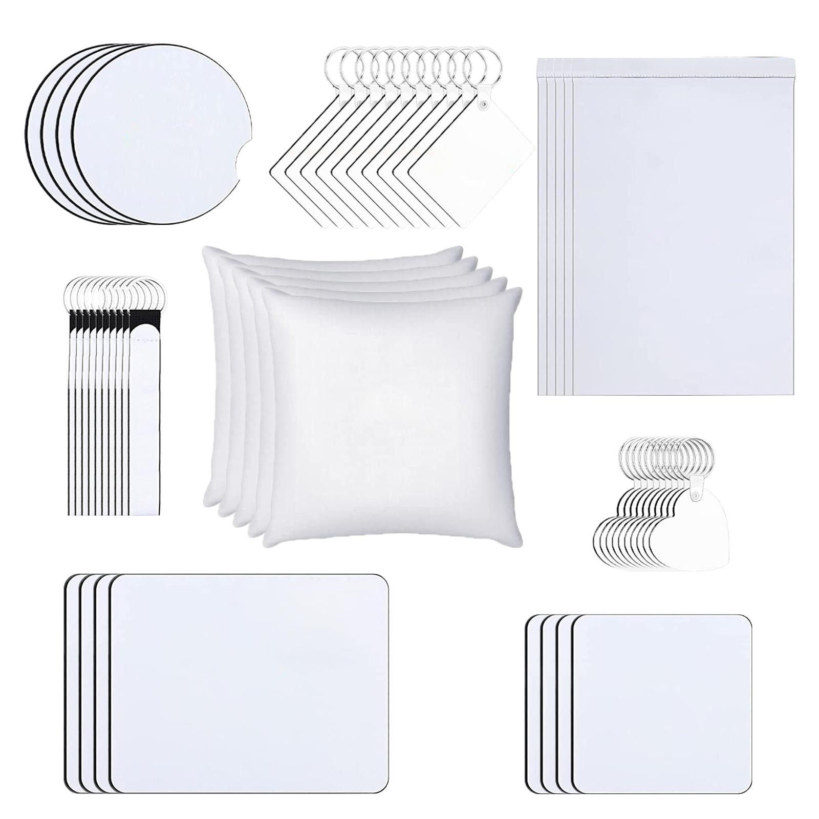 52 Pieces Sublimation Blank Garden Flag Pillow Cover Keychain Mouse Pad