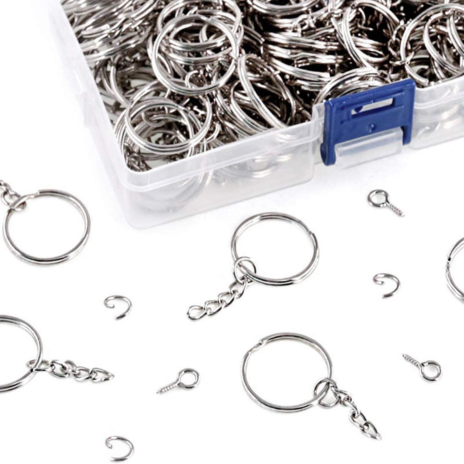 150Pcs Keychain with Chain Set Screw Eye Pins Findings Accessories Metal