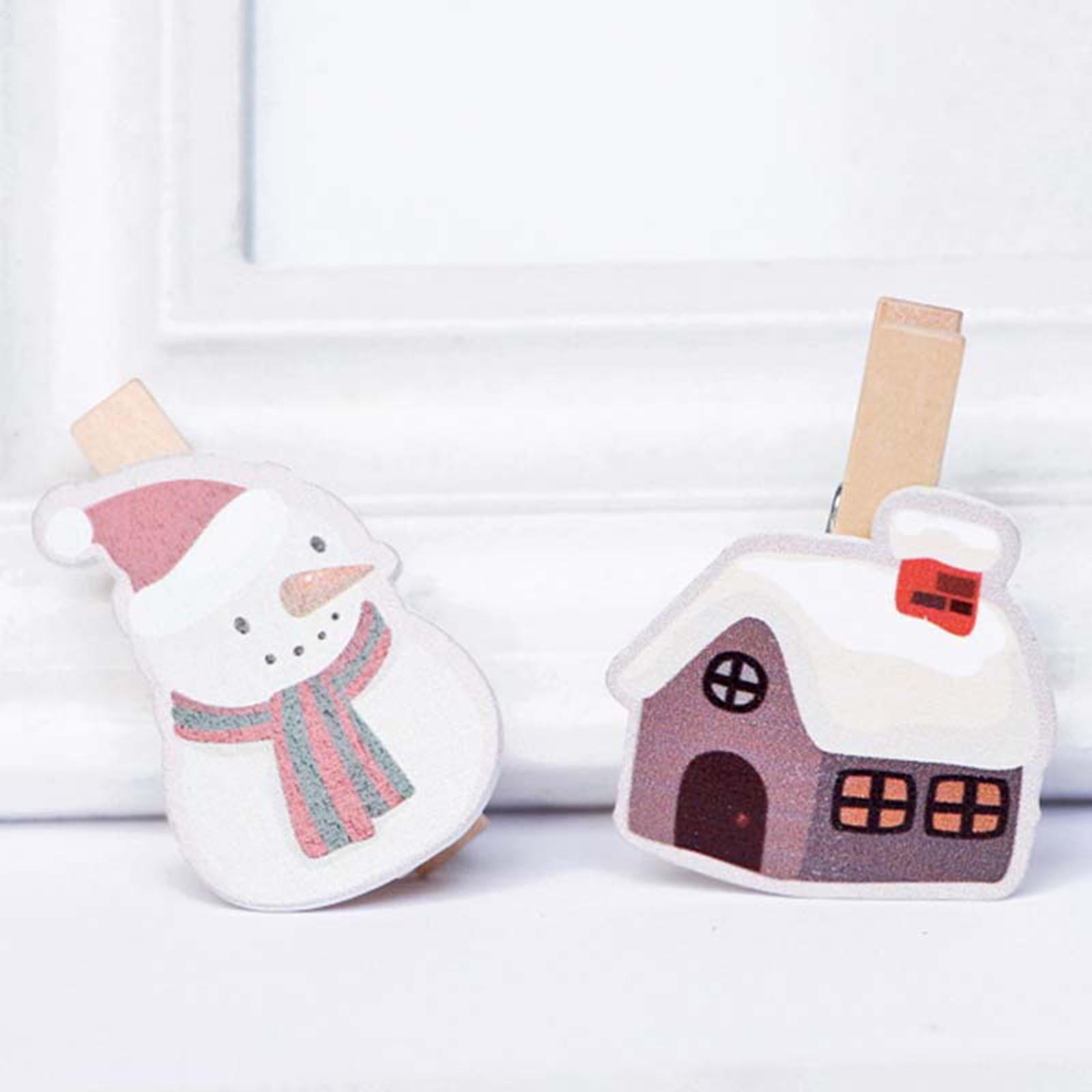 6x6 Pieces Christmas Wooden Clips Cute Photo Display Clips Christmas Ornaments