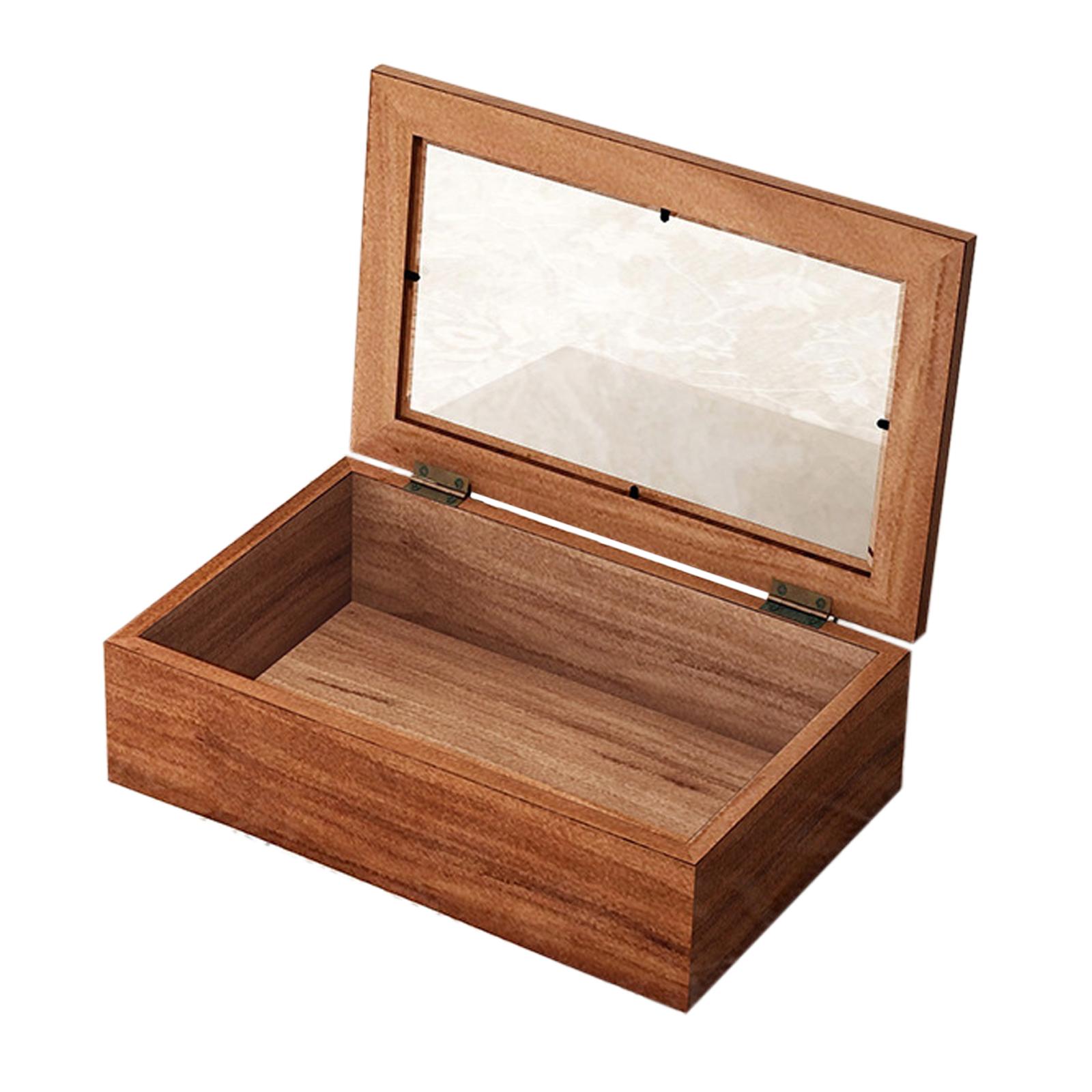 Wood Storage Box with Glass Top