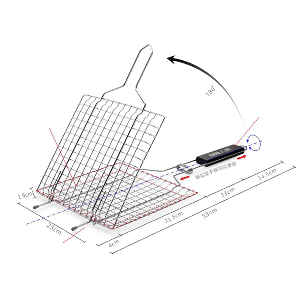 3xPortable Stainless Steel BBQ Barbecue Basket Grilling Net Cooking Fish/Meat