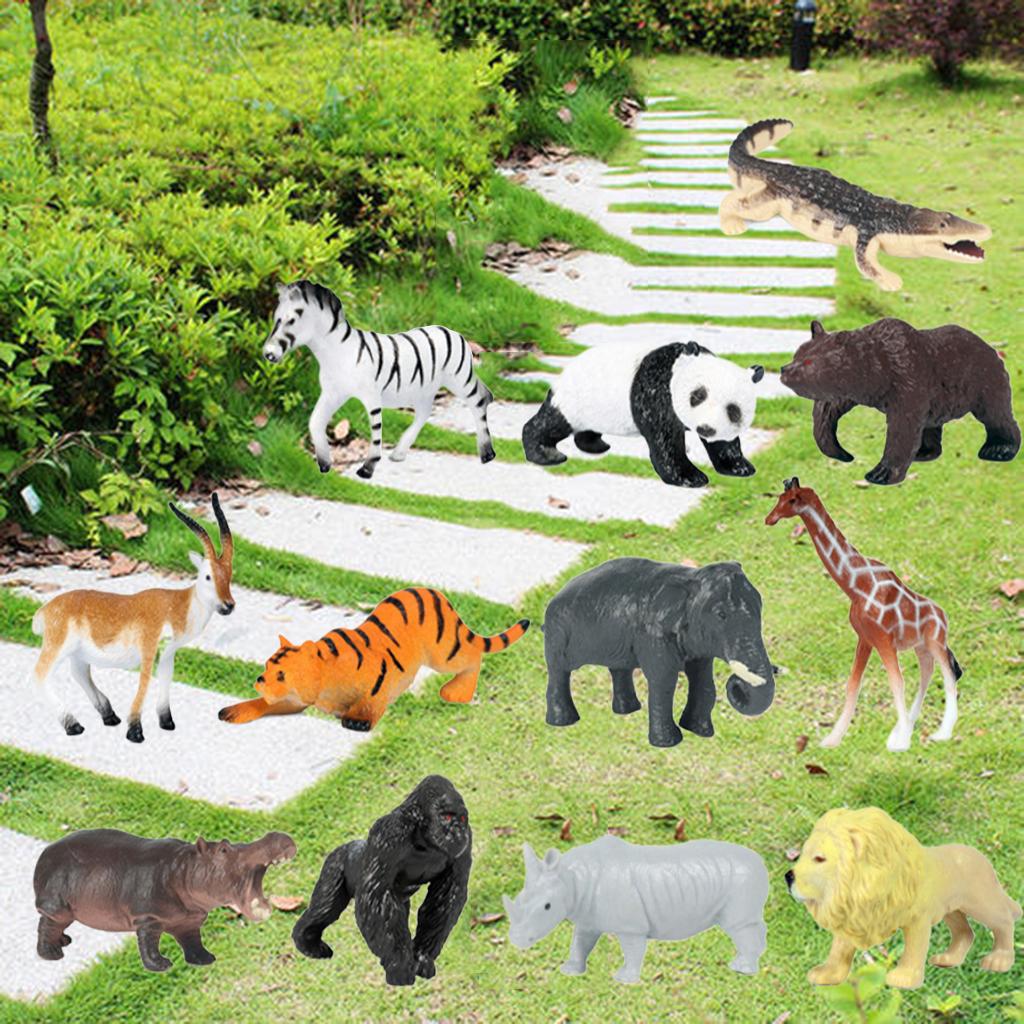 12pcs Wild Animals Figure Forest Toys Playset Girls Children Learning Party