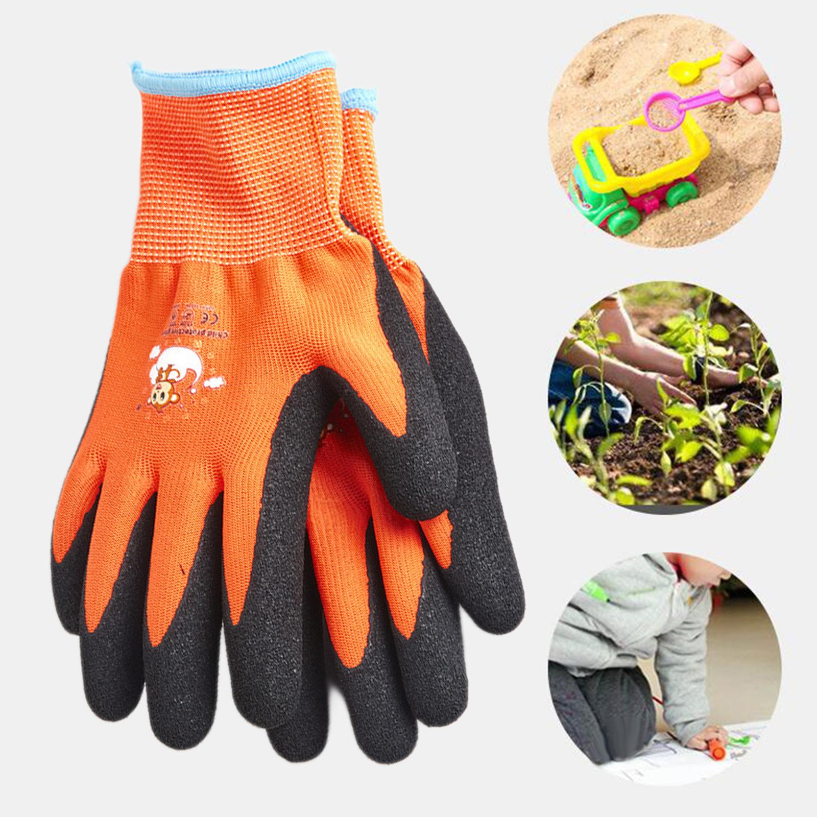 Kids Gardening Gloves DIY Painting Gloves Rubber Coated Palm Hand Protection for 4 to 8 Ages C