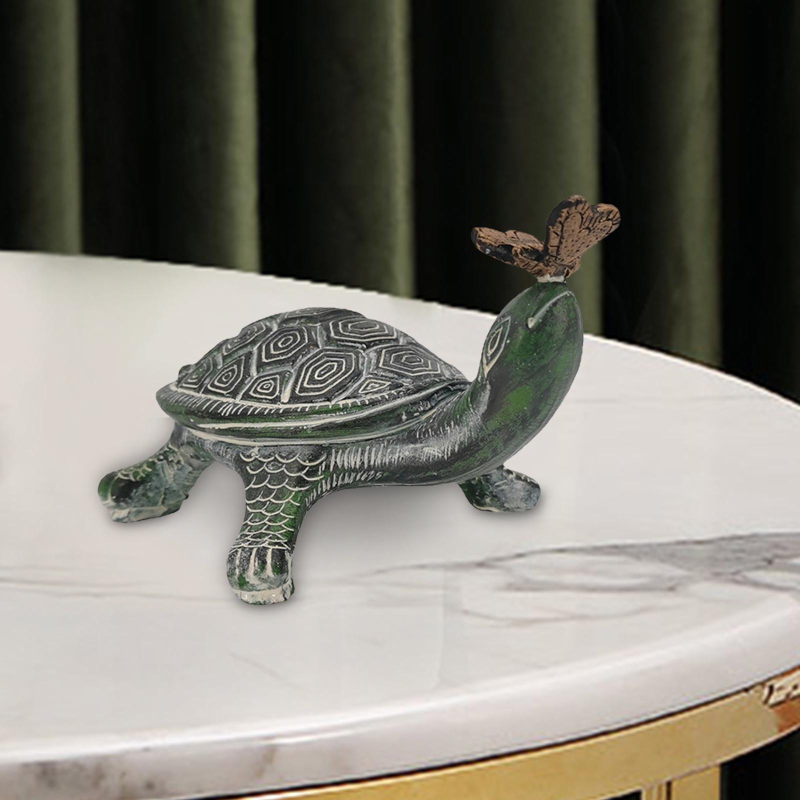 Turtle Statue Painted Animal Model Weatherproof for Living Room