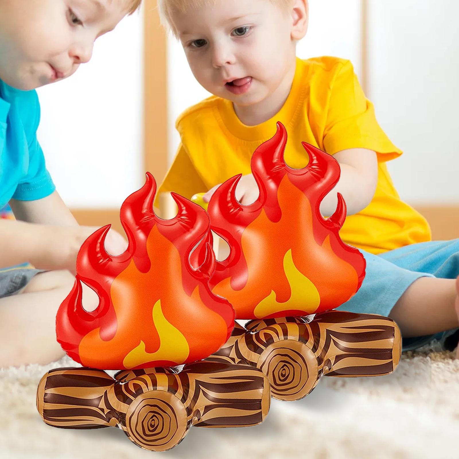 2Pcs Inflatable Campfire Camping Overnight Ornament Lawn Patio Camping Props