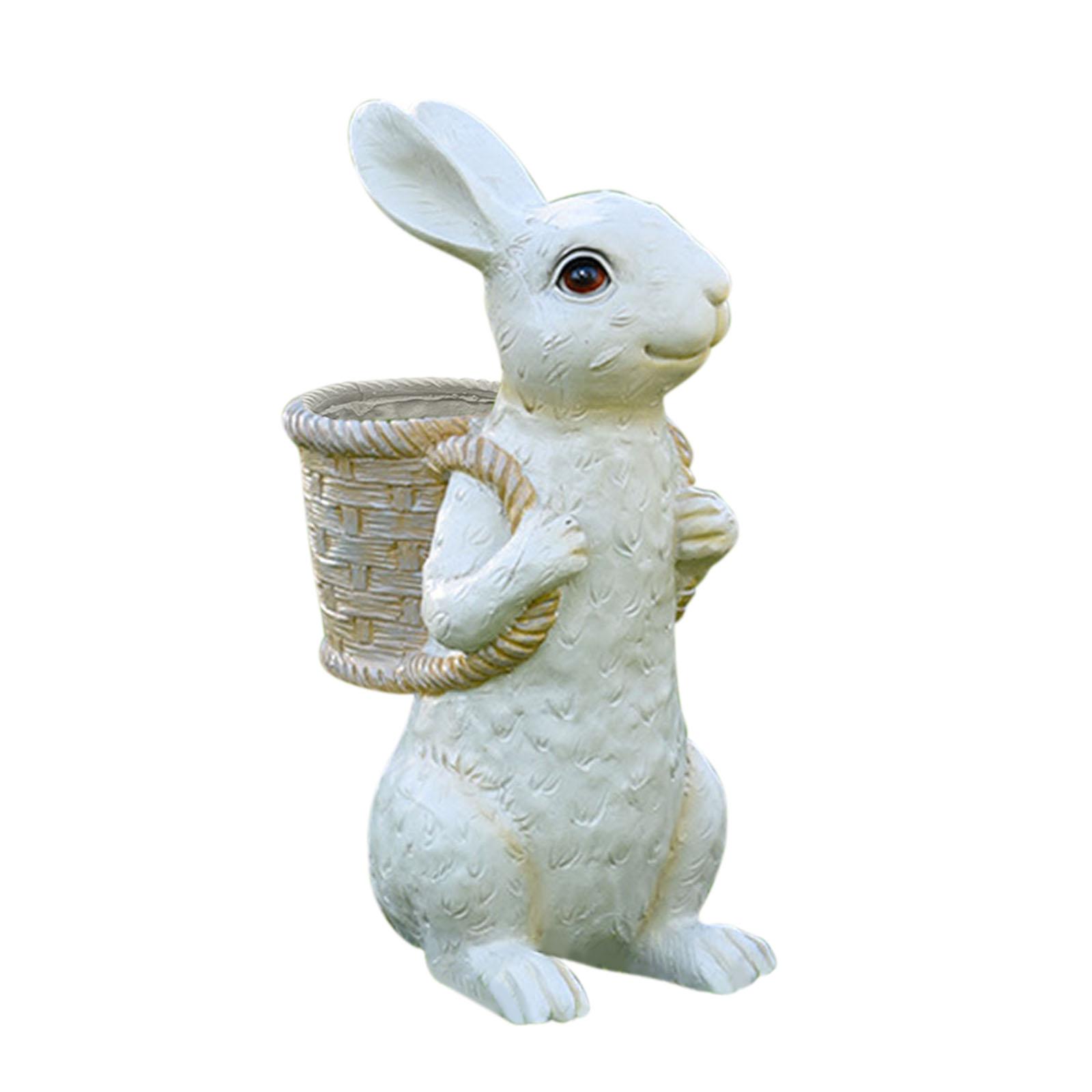 Easter Bunny Statue Flowerpot White