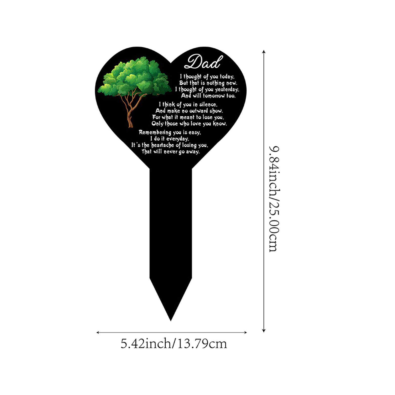 2xHeart Memorial Remembrance Plaque Stake Outdoor Funeral Cemetery Grave Sign