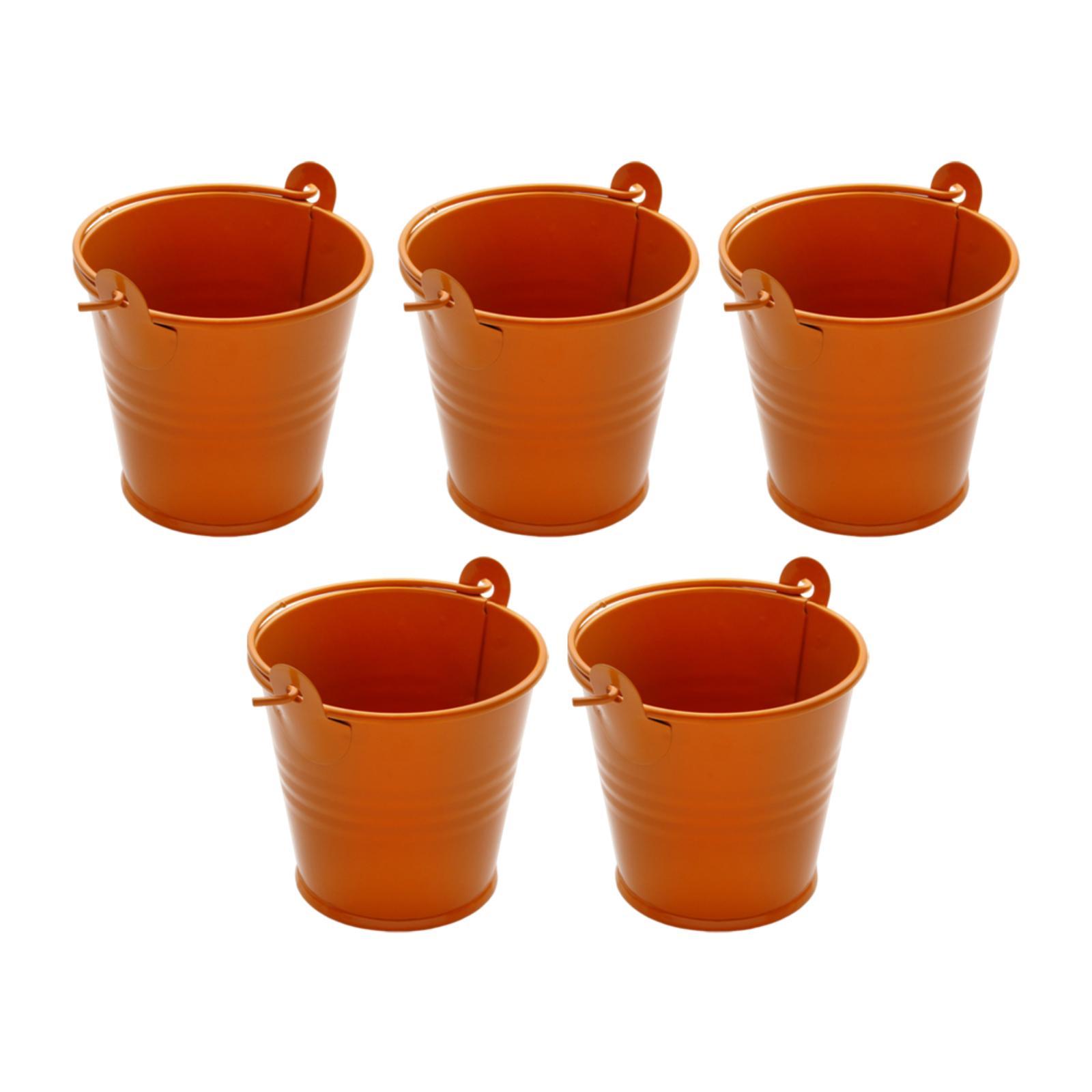 5x Galvanized Metal Buckets Container Rustic Party Favors