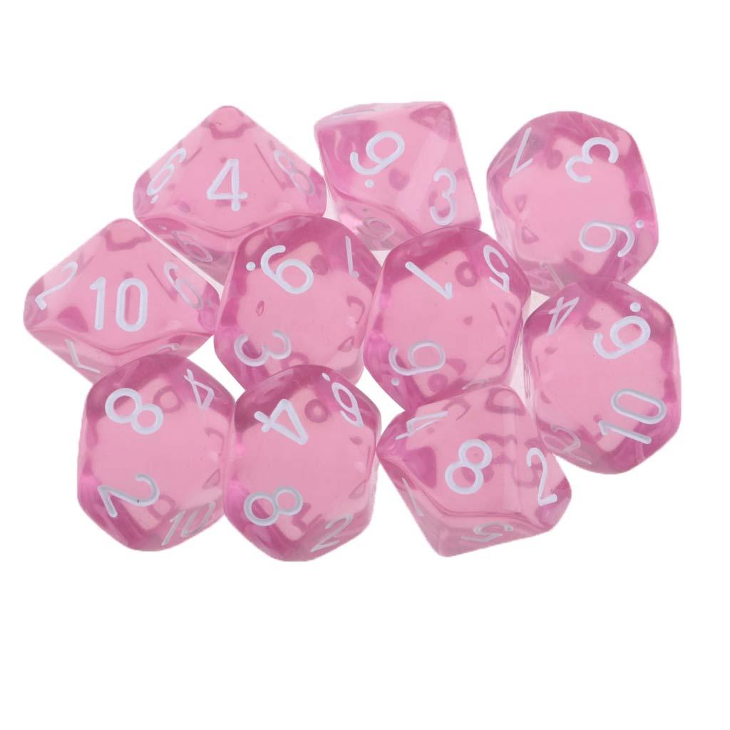 10Pcs Dice D10 Sided Number Dice for D&D RPG MTG Board Game Toy DIY White 
