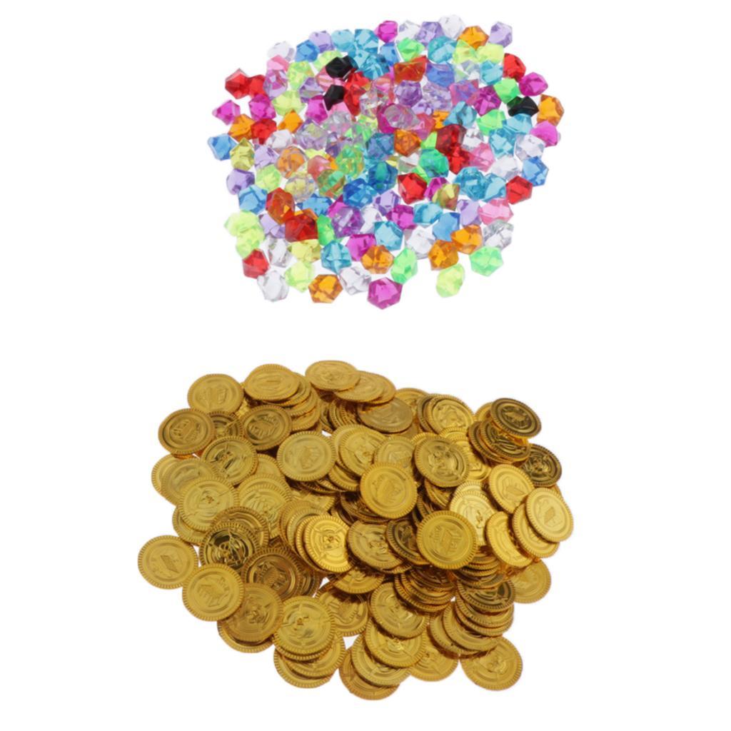 Pirate Treasure with Plastic Gold Coins Pirates Party Game Play Set Toys C