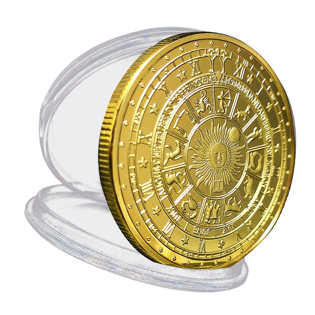 Tarot Commemorative Coin Lucky Divination Metal Antique Souvenir Art  Golden