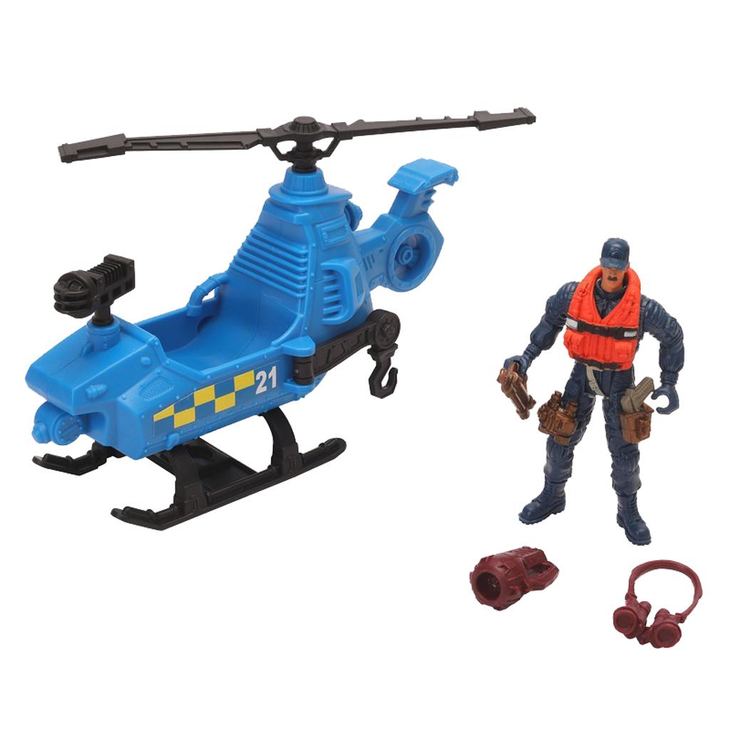 Helicopter Scene Model Figure Doll Children's Boys Educational Toys Gifts B