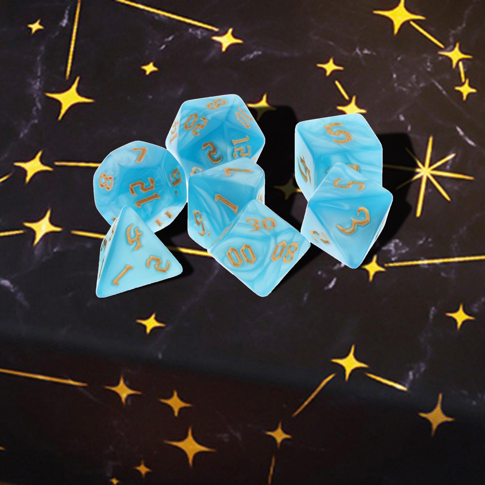 Polyhedral Dices Different Numbers Engraved Puzzle Game Gifts Blue