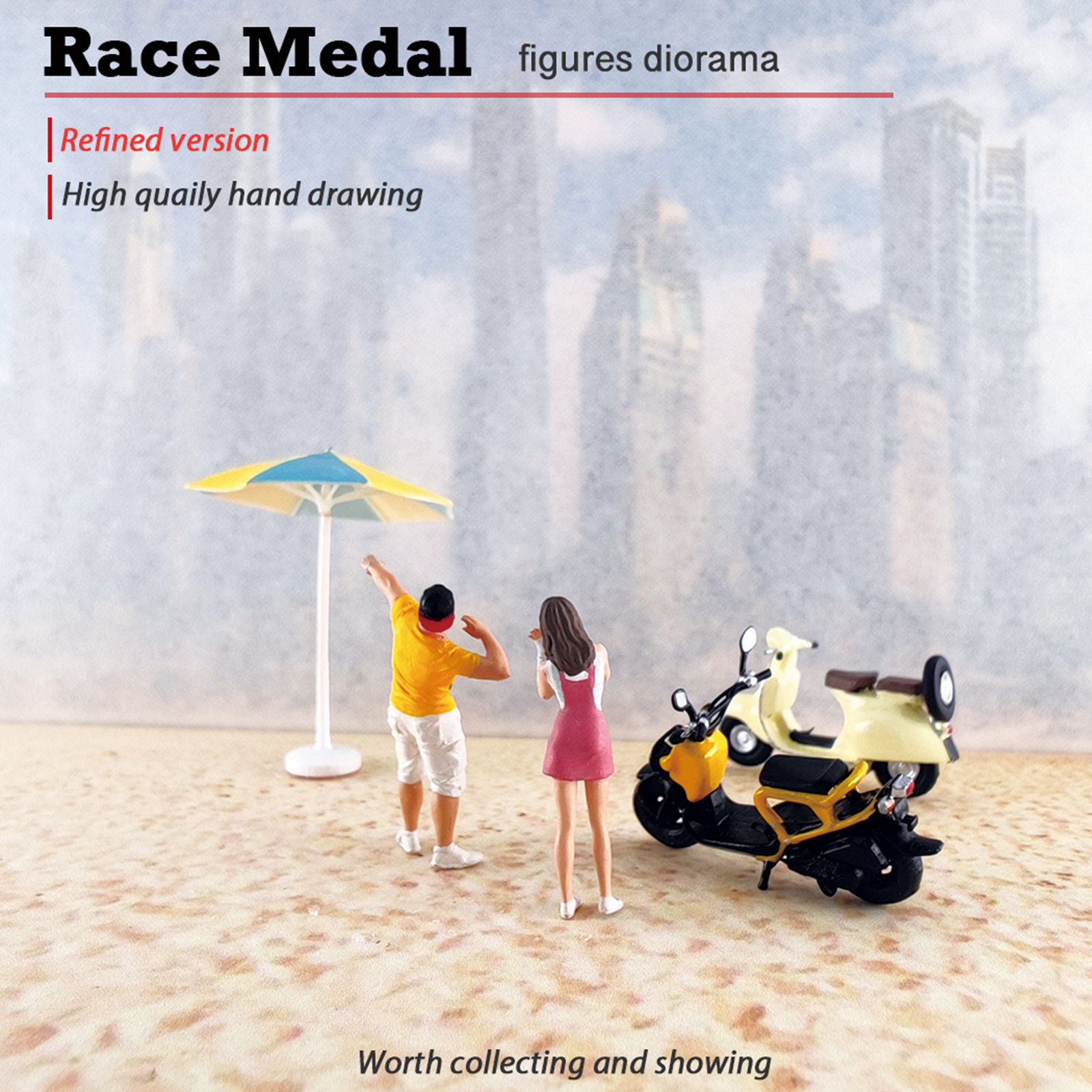 4pcs 1:64 Figure Collectible Street Dance Doll Micro Landscape DIY Projects