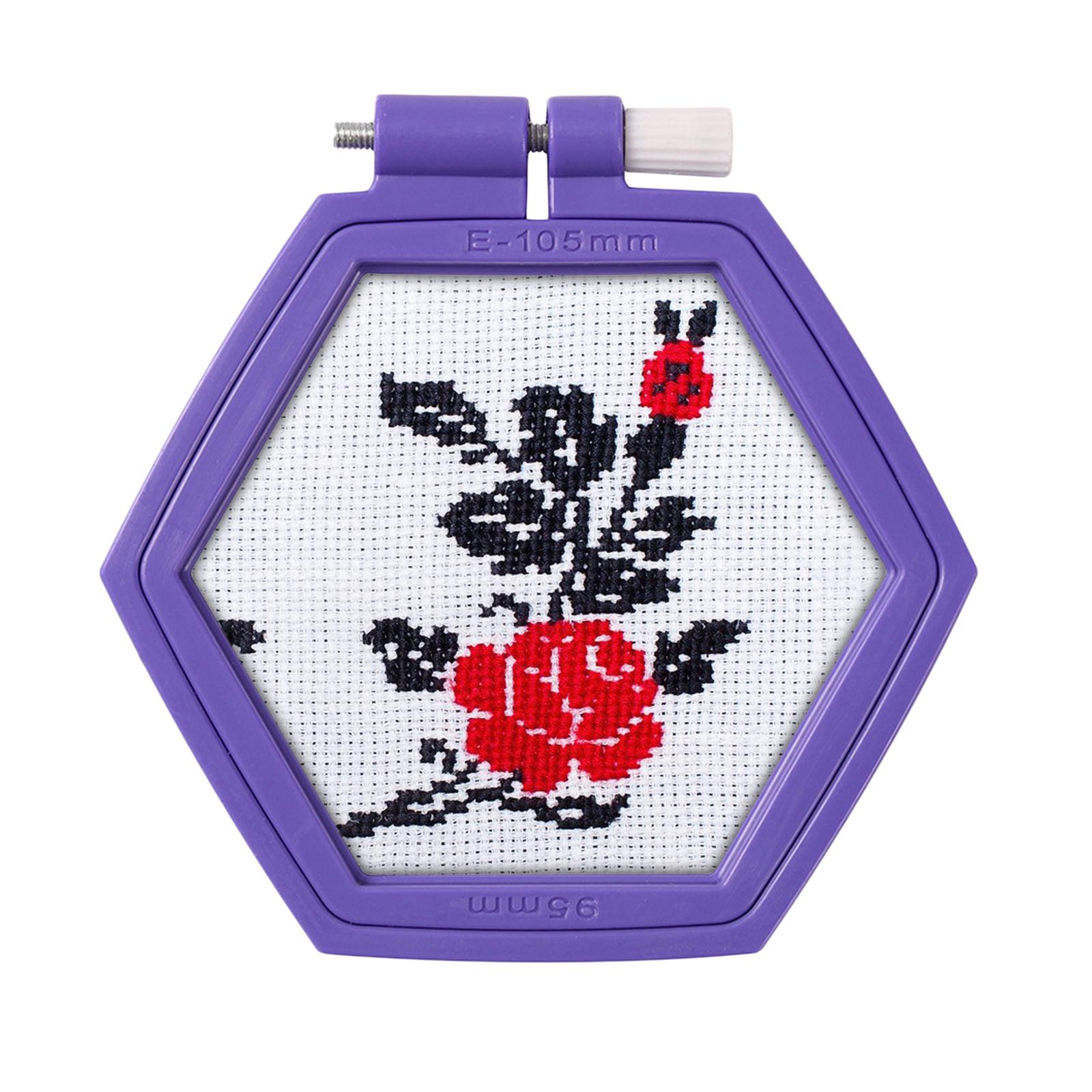 Plastic Embroidery Hoops 105x95mm for Quilting Embroidery Handy Sewing Purple