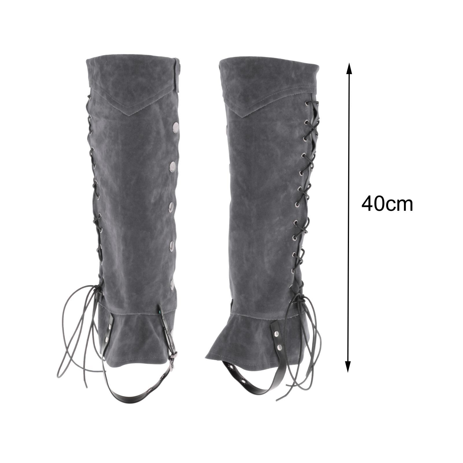 Pirate Boot Covers Knight Warrior Costume Accessories Medieval Gaiters Gray