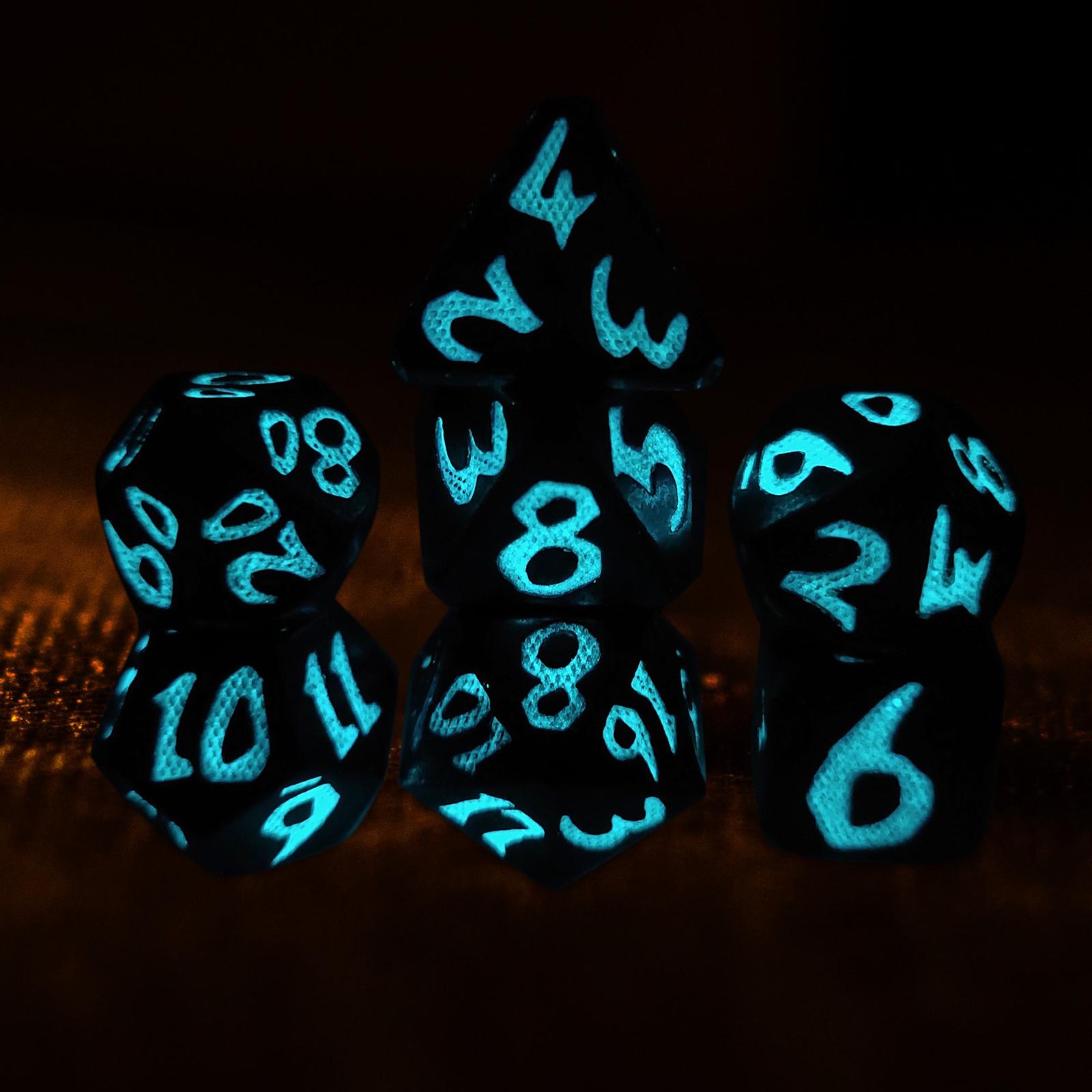 7Pcs Polyhedral Dice Set Light up Dice RPG Game Dice for Tabletop Game Blue