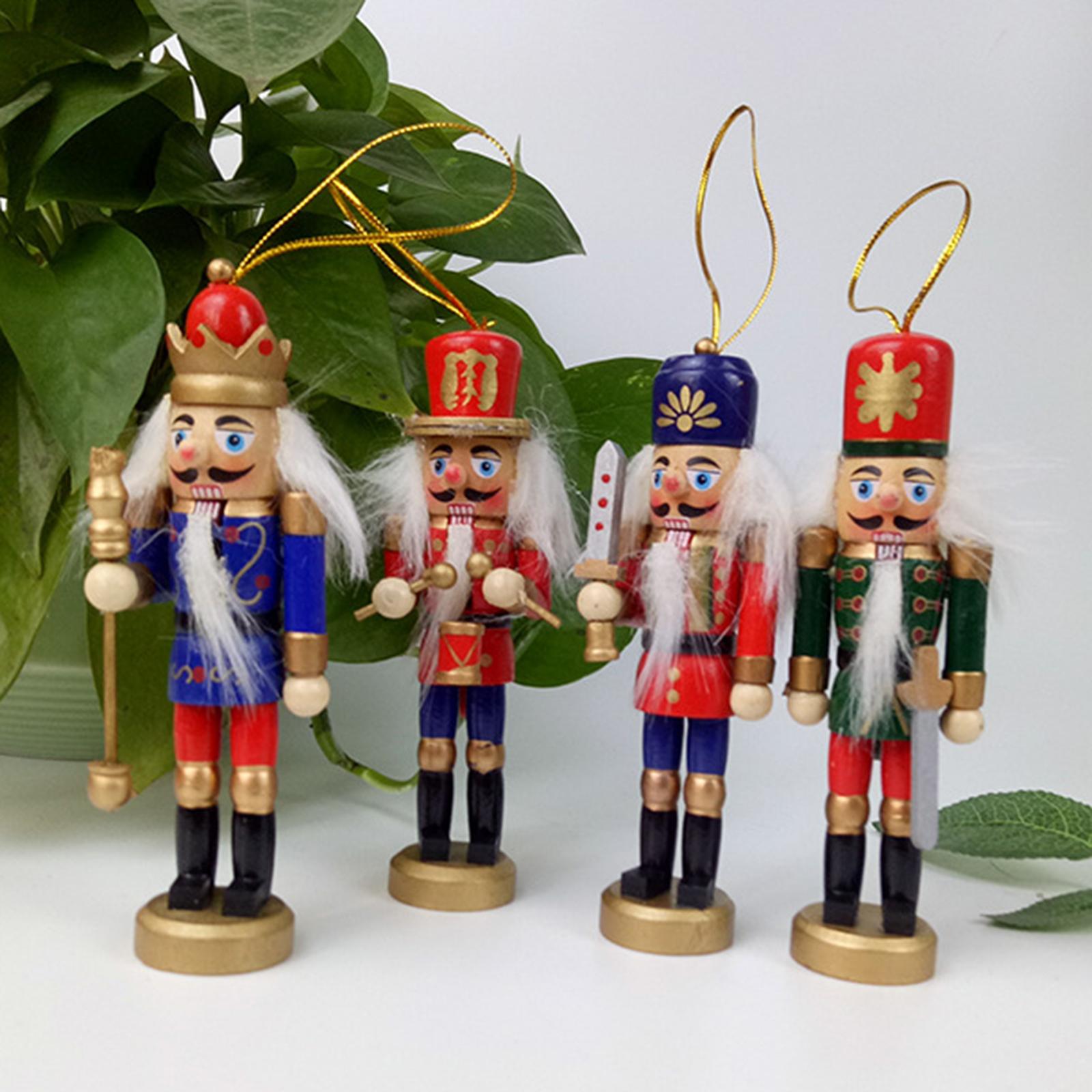 4x Christmas Nutcracker Ornaments Nutcracker Puppets for Shelf Holiday Party
