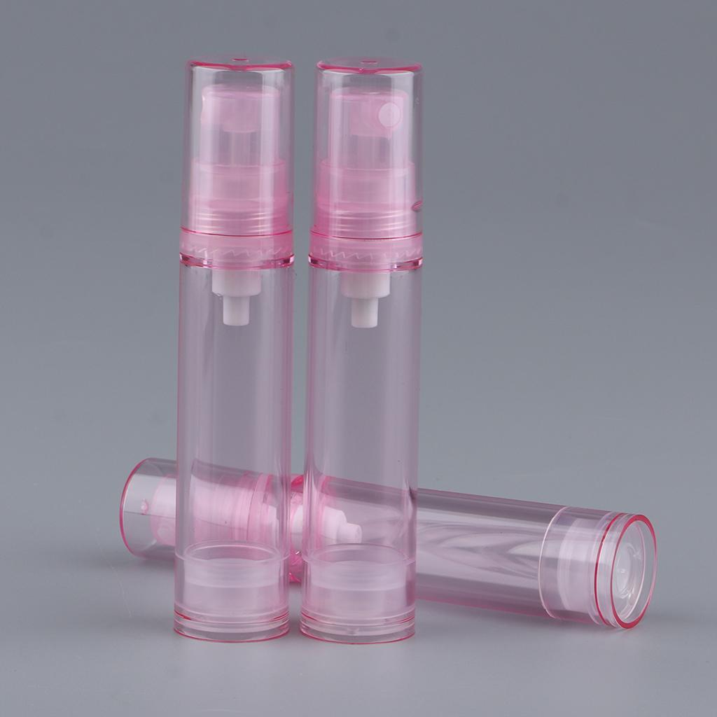 3Pcs 10ml Empty Airless Pump Bottles Refillable Cosmetic Containers Pink