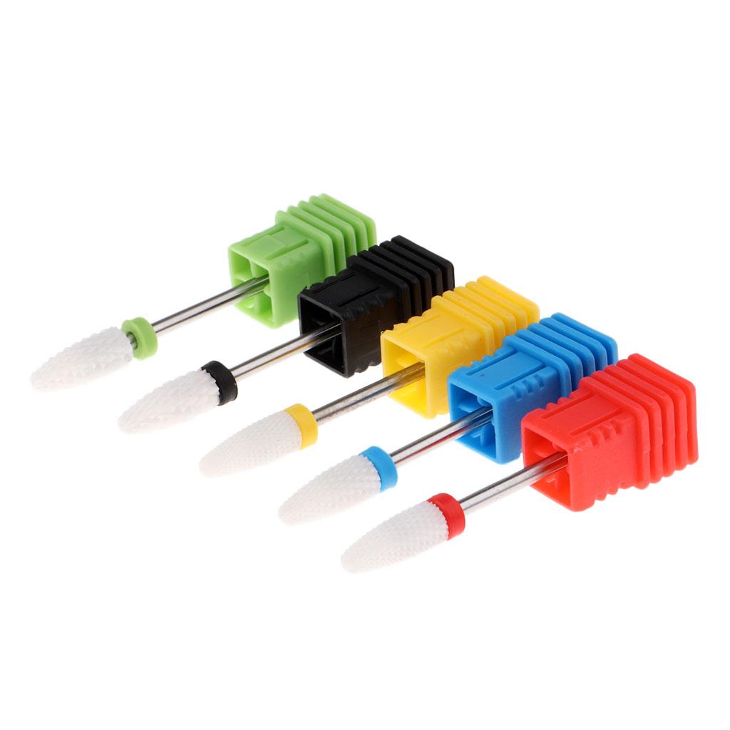 2x5pcs Manicure Nails Polishing Cuticle Removal Ceramic Nail Art Drill Bit Set