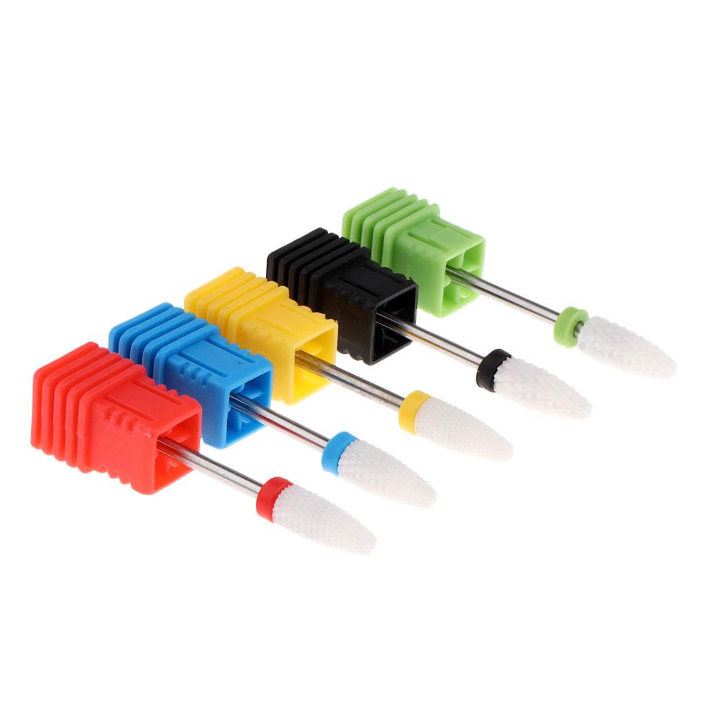 5pcs Manicure Nails Polishing Cuticle Removal Ceramic Nail Art Drill Bit Set