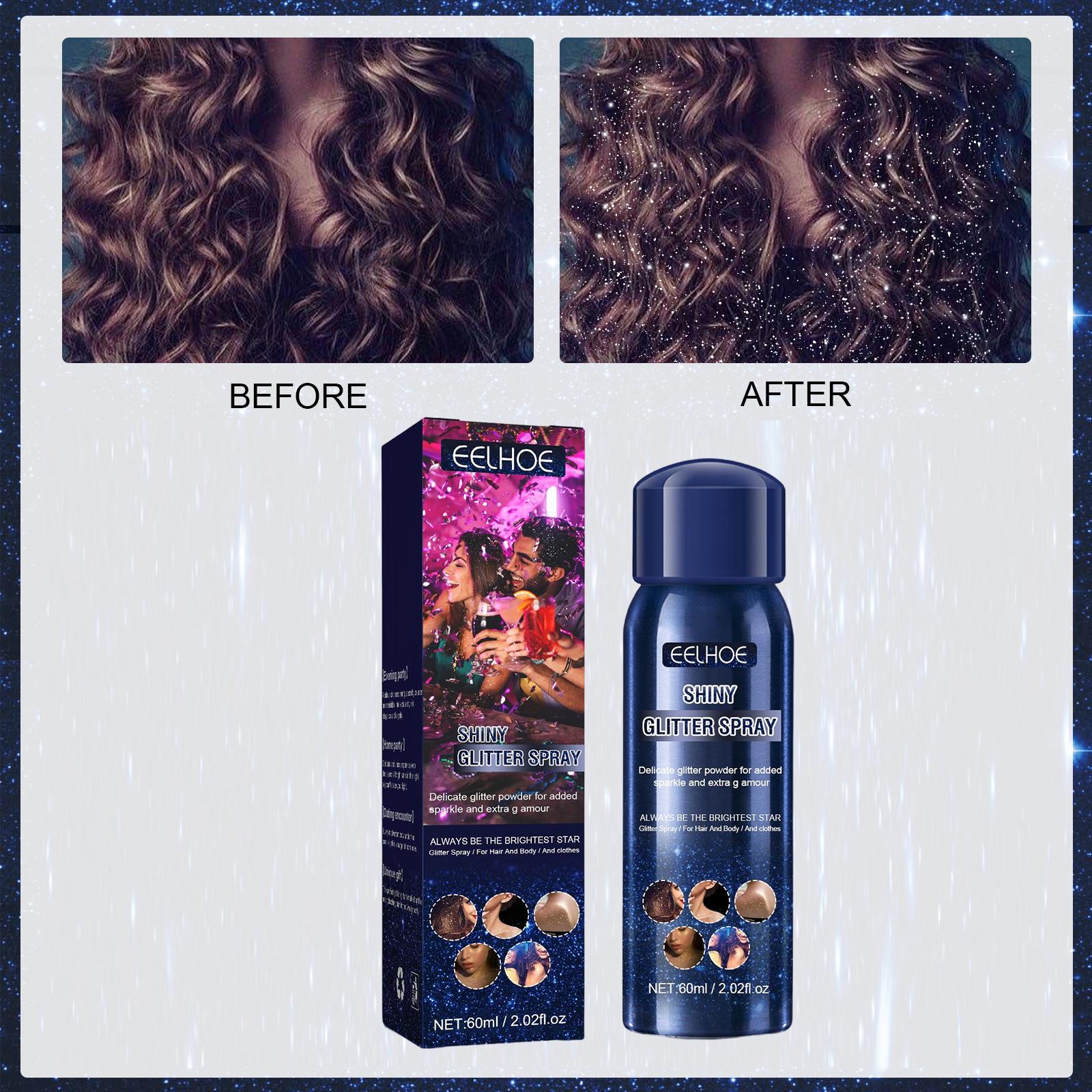 Hair and Body Glitter Spray Sparkly Shimmery Glow 2.02fl.oz for Nightclub