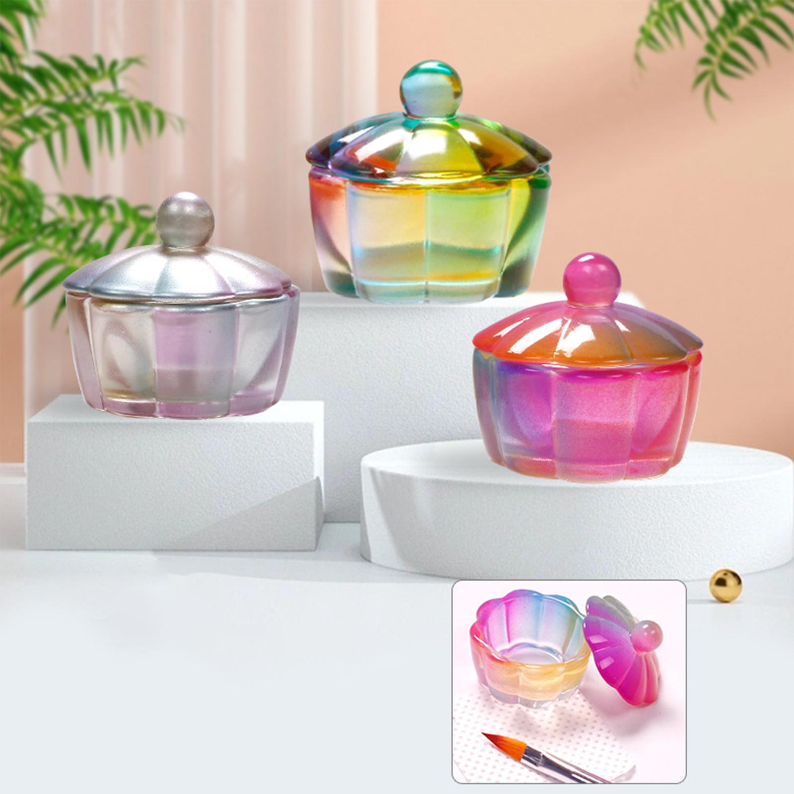Nail Art Crystal Glass Bowl Cup for Nail Salon  Glassware Illusory Silver