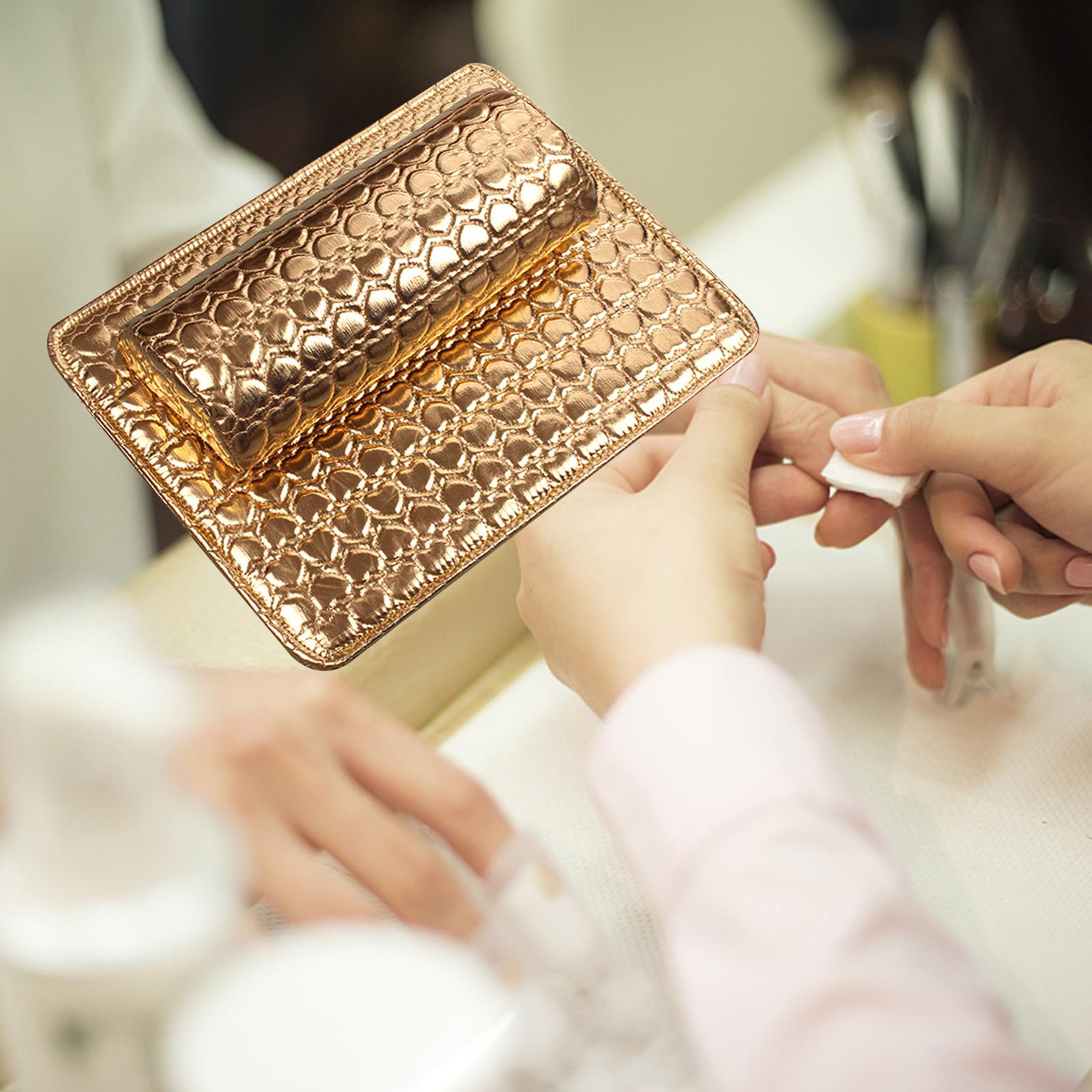 Nail Art Pillow Manicure Hand Arm Rest Pillow Cushion PU Holder Golden