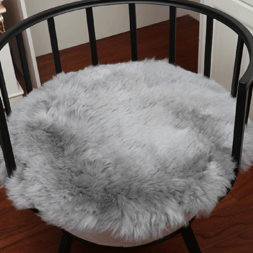 Dia.40cm Round Artificial Wool Shaggy Floor Mat Super Soft Fluffy Bedside Carpet 