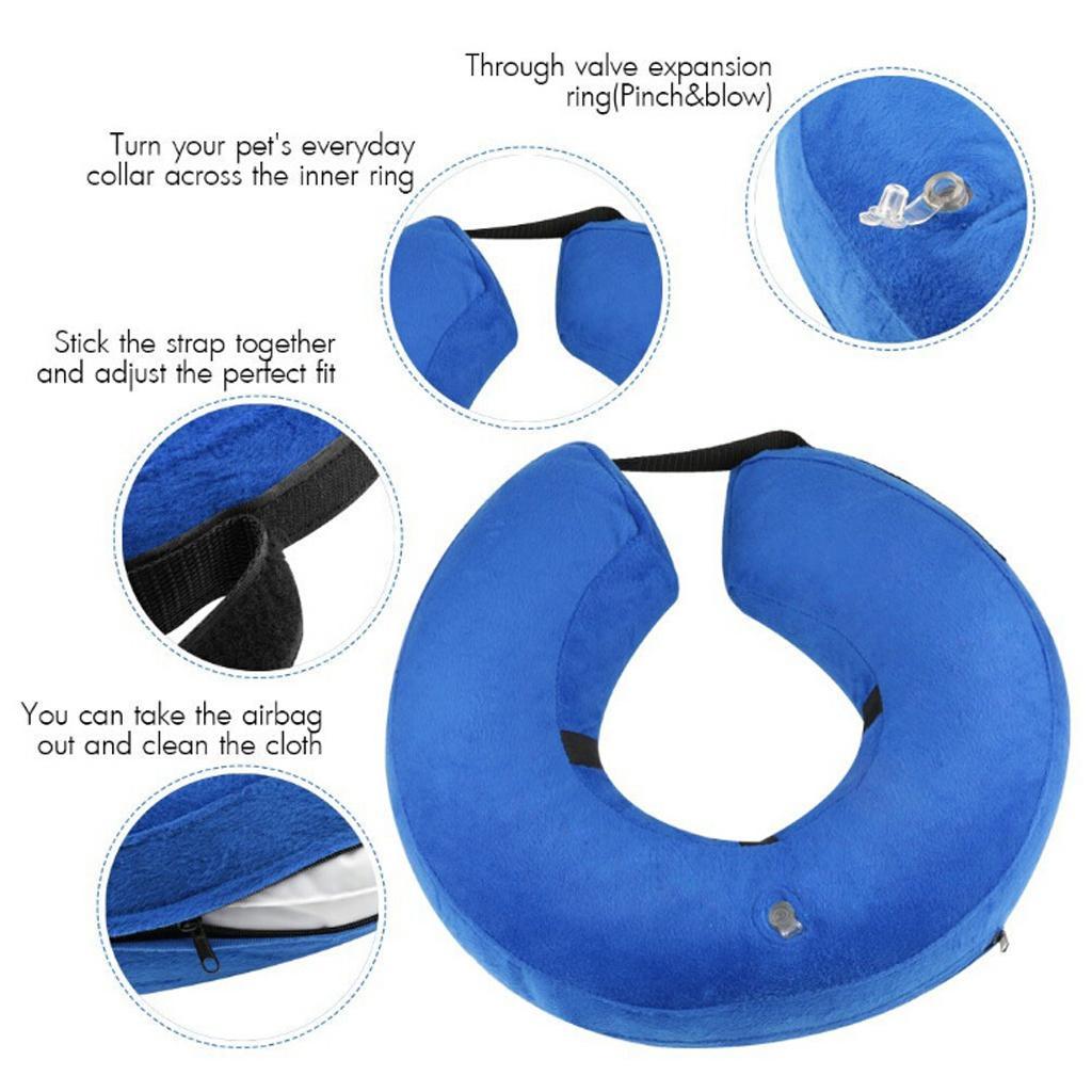 Pet Recovery Inflatable Collar Soft Elizabethan E-Collar Cone for Dogs ...
