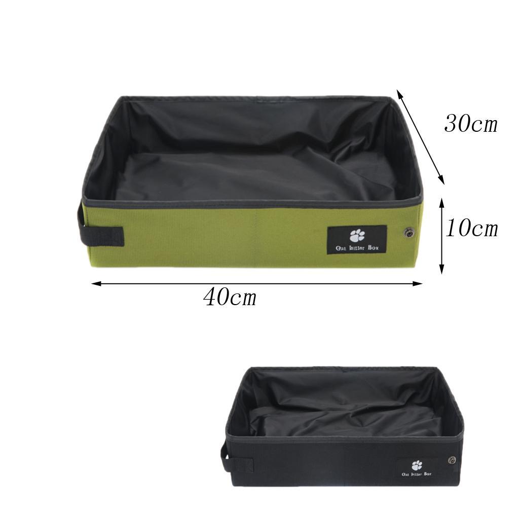 Collapsible Portable Cat Litter Box Black/Green for travel