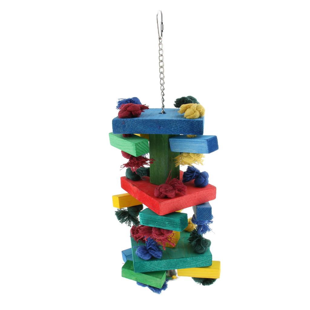 Small to Large Parrots Toy Parrot Wood Blocks Bird Chew Toy 3