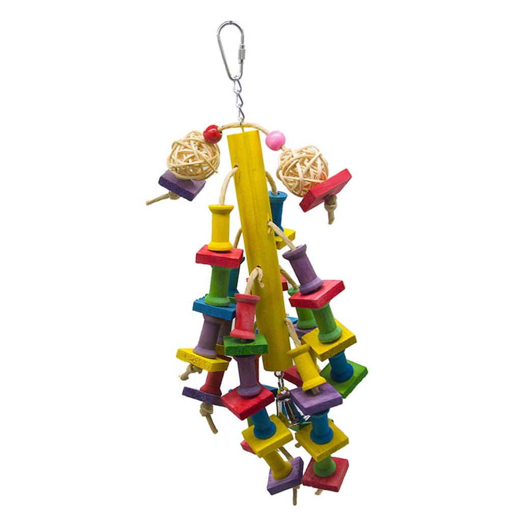 Wooden Bird Parrot Cage Hanging Chewing Bite Bird Teeth Care Treats Toy  