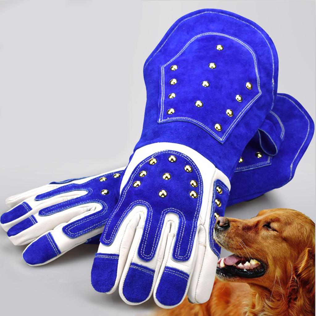 Animal Handling Gloves Bite/Scratch Proof Reinforced Leather Gloves for