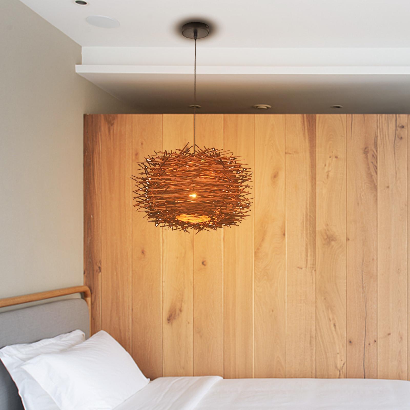 Weave Rattan Ceiling Pendant Light Fixtures Bird Nest Chandeliers Coffee