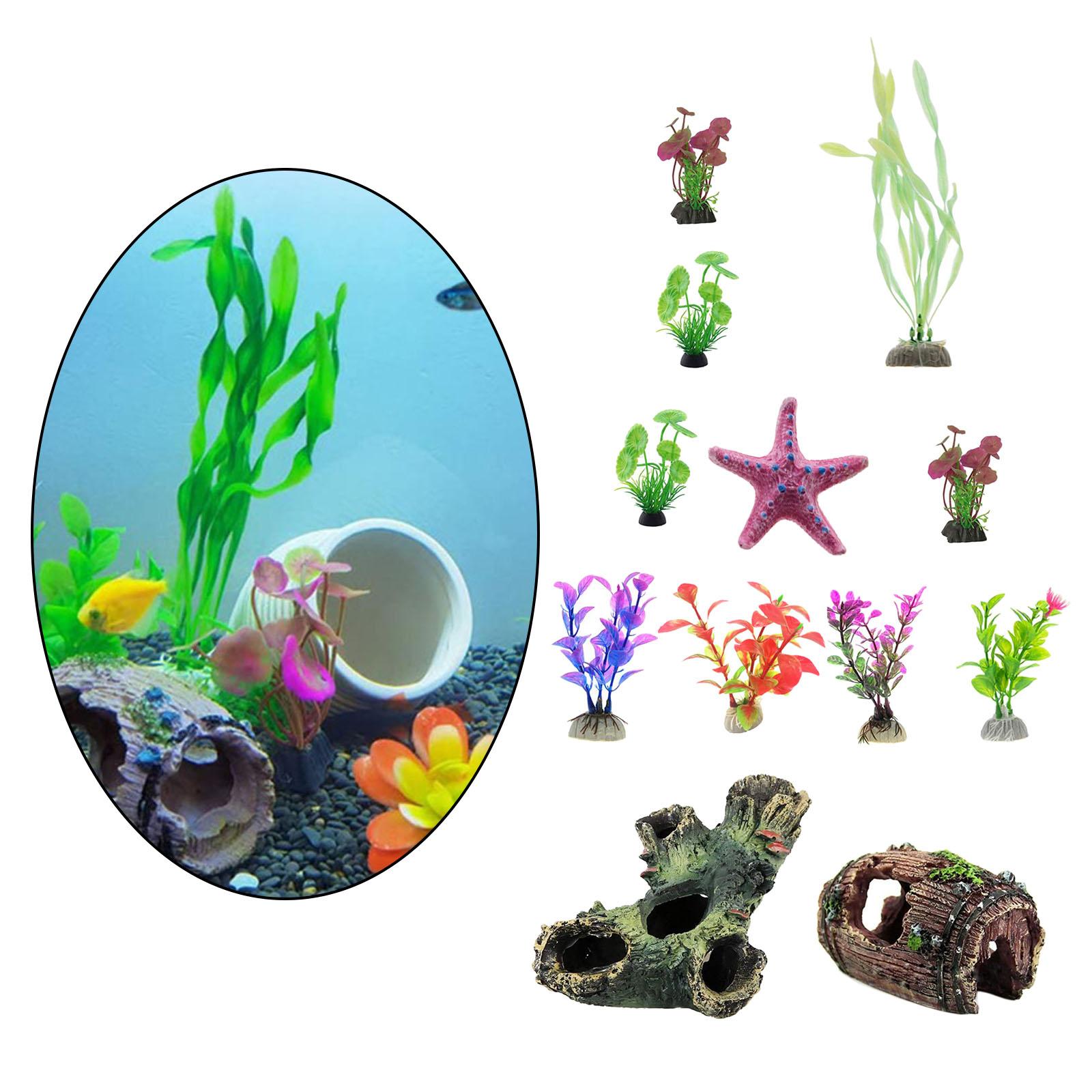12pcs/set Resin Aquarium Ornament Artificial Plant Fish Tank Accessories