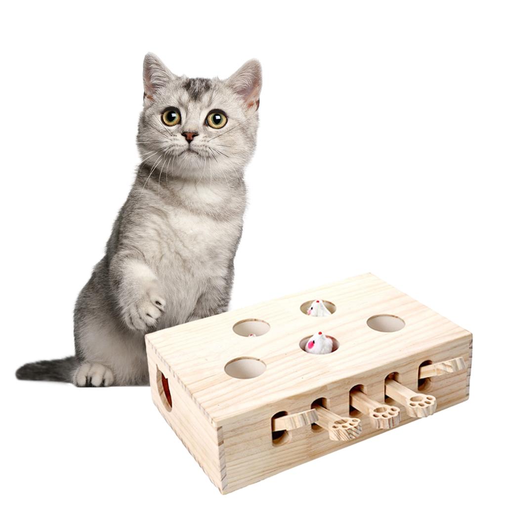 Cat Tease Punch Funny Interactive Toys Wood Whack Mouse Puzzle Box mice 