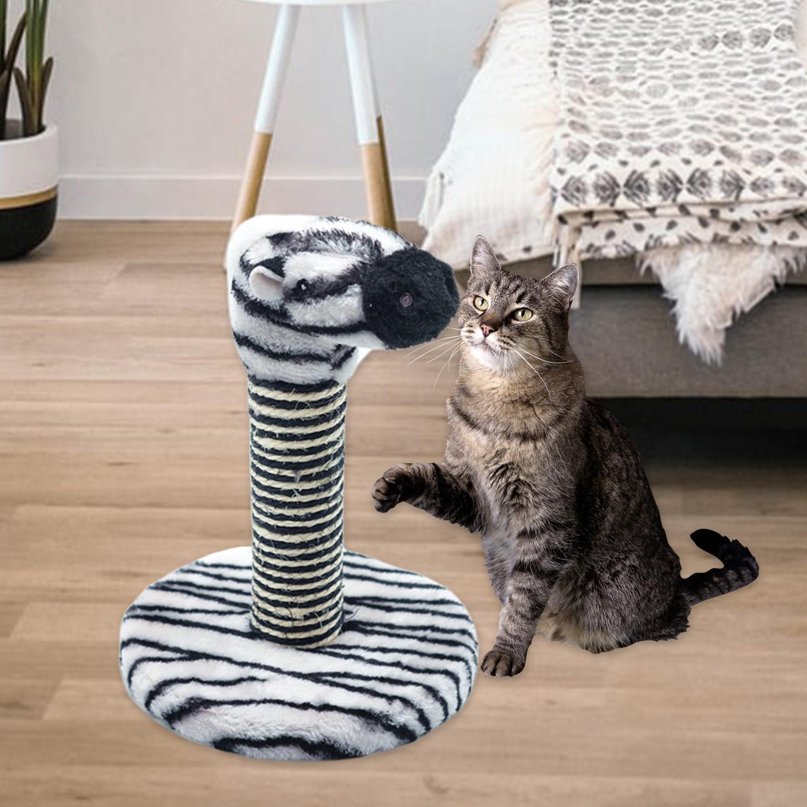 Cat Scratching Post Climbing Tree Scratcher Scratch Interactive Toy Zebra