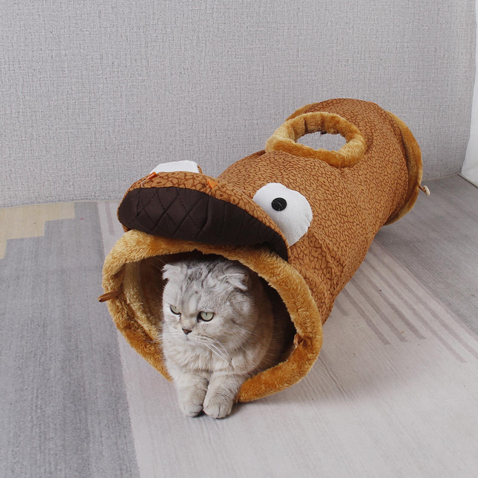 Collapsible Cats Tunnel Tube Interactive Indoor Cats Peek Hole Toys Dinosaur