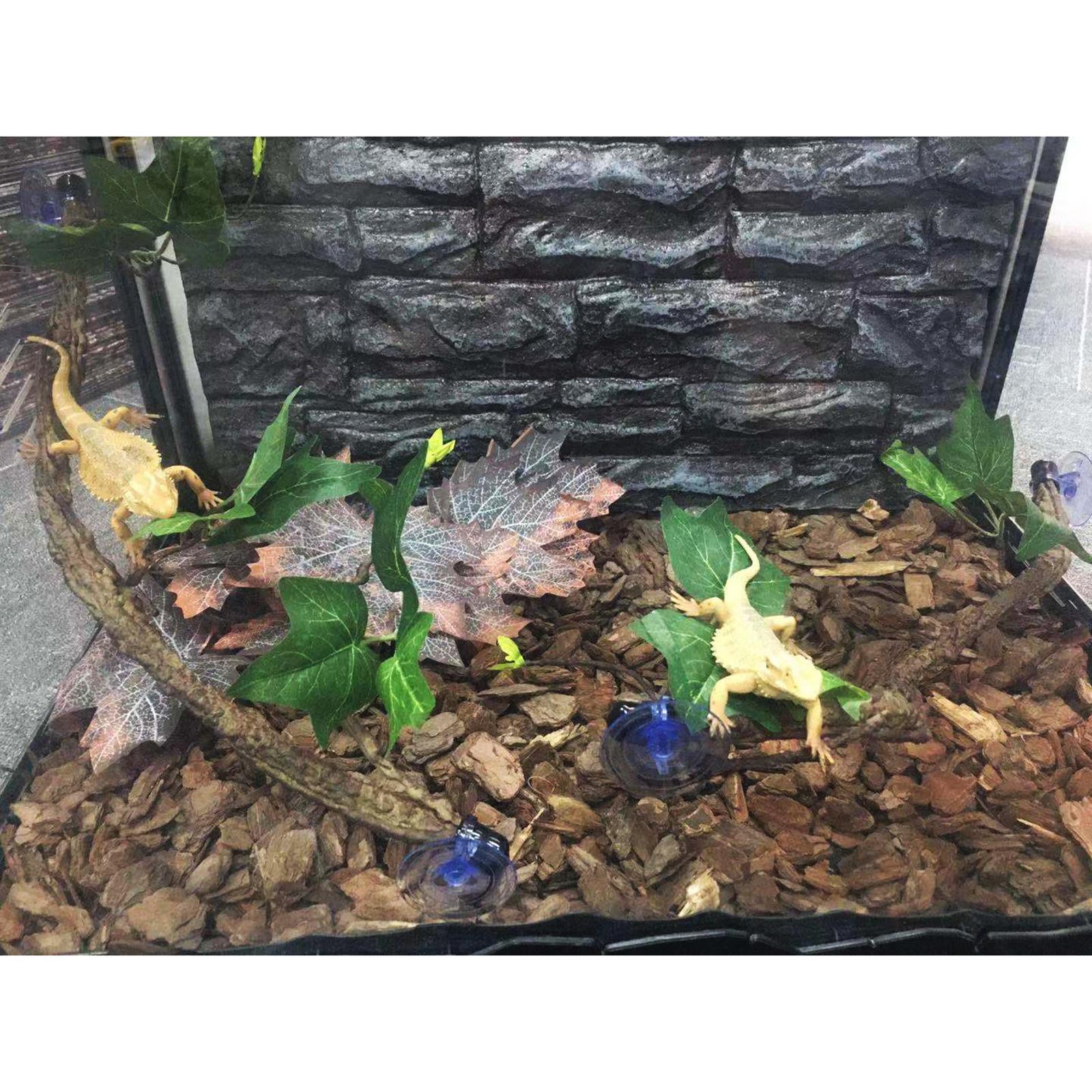 2x Reptiles Plants with Suction Cup for Bearded Dragons Reptile Amphibian